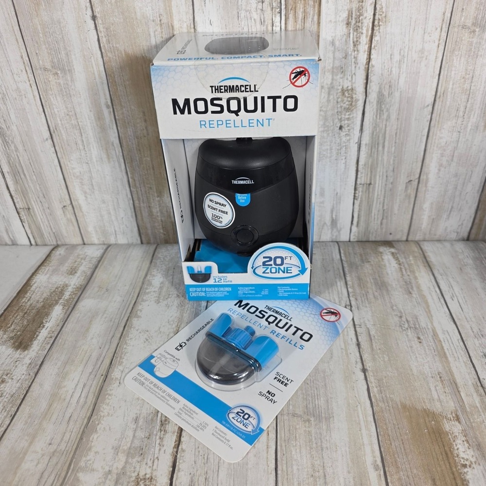 Thermacell Rechargeable Mosquito Repellent 20ft Zone Black with 18hr Refill Pack